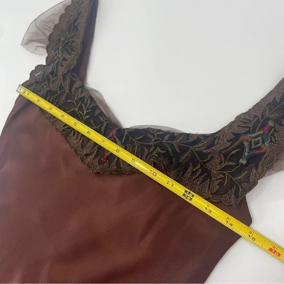 Ralph Lauren Collection Vintage Silk Gown Dress Embroidered Maxi 90s Slip Formal - Picture 2 of 15